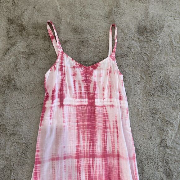 J. Jill Women's Tie-Dye Maxi Dress Size 4 Pink White Crinkle Boho Summer Sundres - Picture 2 of 8